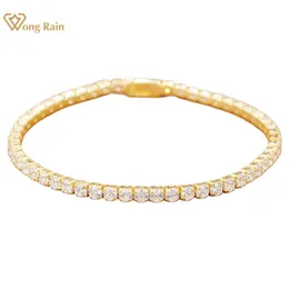 سحر أساور Wong Rain 925 Sterling Silver Lab الياقوت عالية الكربون الماس الأحجار الكربون الحجر الزفاف تنس سوار المليئة بالجملة الجملة 230311