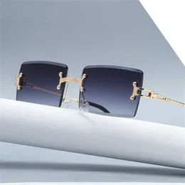 Sunglasses 2023 new frameless trimmed square trend glasses sunglasses