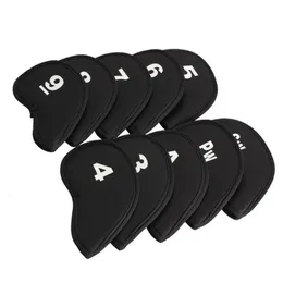 Andra golfprodukter 10pcsset Golf Head Covers Club Iron Protector Neoprene Headcover Golf Accessory Black Golfer Light Gift for Golfers Two Colors 230313