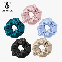 Аксессуары для волос головного убора Lilysilk 100 Set Kerut Sutra Murni 5 Pak Dalam Jumlah Besar Grosir Bando Rambut Kecil Aksesoris Perawatan Lembut Warna Mewah Acak 230313