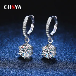 Stud Cosya 925 Sterling Silver D Diamond Hoop Drop Earrings with Gra VVS1 for Women Sparkling Wedding Party Fine Jewelry 230313