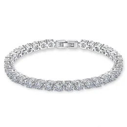 Charm Bracelets 925 Sterling Silver Luxury 5mm Cubic Zirconia Tennis Crystal Bracelet for Women Girl Party Jewelry 230311