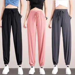 Women's Pants & Capris Women Ice Silk Sports Loose Summer Casual Plus Size Single Top/Suit Pantalones De MujerWomen's