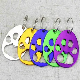 200Pcs/Lot Aluminium Alloy Dog Paw Keychain Bottle Opener Beer Opener Tool Key Tag Chain Ring Random Colors Wholesale