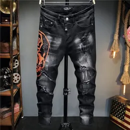 Мужские джинсы в европейском стиле Plein Brand S Слим джинсовые брюки черные прямые брюки байкеры для 230313