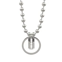 Punk Razor Blade Prendant Netclaces Circle Circle Necklace Hop Hop Necklace للرجال سلسلة كرة الكرة 18-28 بوصة