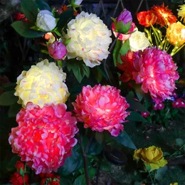 Flores decorativas Wreaths Flores artificiais Luzes solares ao ar livre Peony/Dahlia Flower Garden Lights Impermeável para Patio Yard Pathway Decor Gifts for Mom 230313