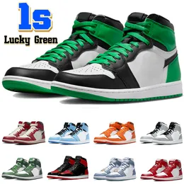 2023 Męskie buty do koszykówki Jumpman 1 1S High OG Sneakers Lucky Green Chicago Zagubiony i znaleziony Uniwersytet Starfish True Blue Light Smoke Gray Men Men Treners
