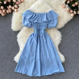 Casual Dresses ZCWXM Kurzes Frauenkleid Rüschen 2023 Sommer Schulterfrei Mini Chiffon 90er Jahre Ästhetik Büro Damen Weiblich