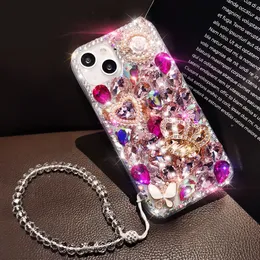 Desginer Diamond cases for iphone14promax 13 12 11 pro max Shockproof covers with Hand Strap handline iphone14plus case Shell for iphonexs max XR 13pro 12pro max