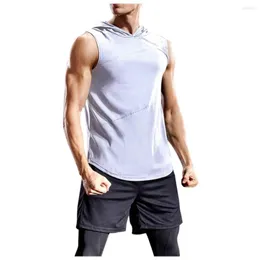 T-shirt da uomo HAMBODER Camicia Stile Moda Casa Fitness Muscolo Solido Casual Senza maniche Con cappuccio Bodybuilding Top ad asciugatura stretta