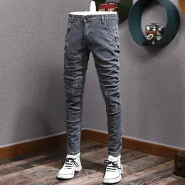 Jeans da uomo Stilista Uomo Jeans Retro Grigio Stretch Slim Jeans strappati Pantaloni elastici da uomo Pantaloni casual denim vintage Hombre 230313