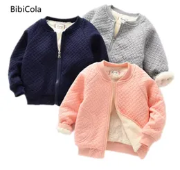 Jackets Bibicola estilo bebê criança infantil mais lã de lã de inverno casaco quente jaqueta