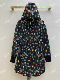 5A herres designerjacka målade polka dot mönster huva parta jacka vindsäker solskydd midja midje design avslappnad lyxkvalitet