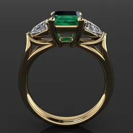 Wedding Rings 14k Gold Jewelry Green Emerald Ring for Women Bague Diamant Bizuteria Anillos De Pure Emerald Gemstone 14k Gold Ring for Females 230313