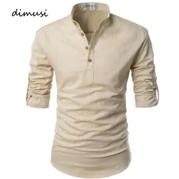 T-shirty męskie dimusi męskie koszule liniowe swobodny guzik z długim rękawem solidny luźne jesienne sukienki henley koszule moda męska marka ubrania 230311