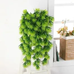 Flores decorativas Simulação da moda Rattan Planta verde interna Artificial sem regar decoração de parede de textura clara