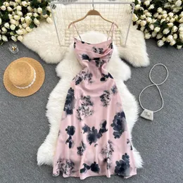 Casual Dresses Zcwxm Party Evening For Woman 2023 Mid-Calf Elegant Off Shoulder Satin Dress Sexy Suspenders Club Tie Dye Pink