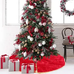 Juldekorationer idealhouse Red Plush Tree kjoldekoration för hemgolvmatta 90 cm