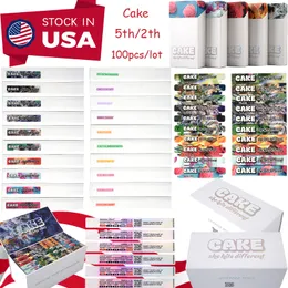 Stock In USA CAKE E Cigarettes 5th 2nd She Hits Different Rechargeable Disposable Vapes Pen Empty Vaporizer Pod Carts With Packaging 10 Flavors Available 100pcs Lot