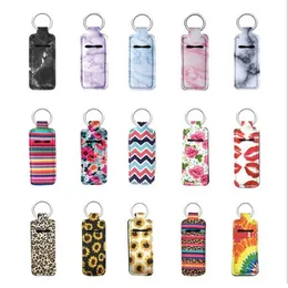Läppstifthållare Keychain Neoprene Chapstick Lip Gloss Pouch Key Chain Portable Keyring Creativity Gift