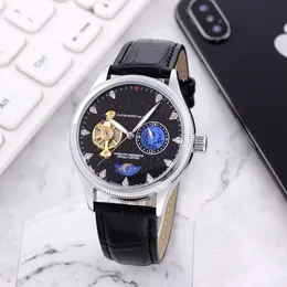 Luxury Mens Watches Duże koło zamachowe cztery igły Automatyczne mechaniczne zegarek projektant zegarek na rękę Top Luksusowa marka moda stal nierdzewna i skórzany pasek