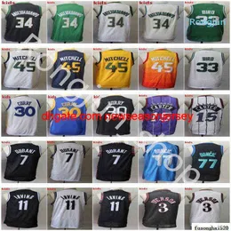 cucito Mens Youth Kyle Lowry Jersey Donovan Mitchell JaysonTatum Bird Vince Carter Kyrie Irving Kevin Durant Stephen Curry Basket per bambini Verde Bianco Rosso Grigio