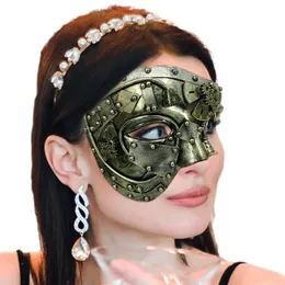 Party Masks Venetian Masque Half Face Punk Masque in Cool Steampunk Style Half Face Punk Masque For Halloween Costume Party Phantom of 230313