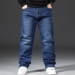 Mäns jeans stor storlek 32-48 vintermän jeans fleece varma jeans tjockare denim byxor märke man byxor avslappnade raka löst byxor för män 230313