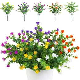 Flores decorativas grinaldas 10pcs Buquês de flores artificiais Plantas verdes resistentes a UV para a decoração de festas de casamento para o jardim da varanda externa da varanda.