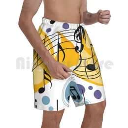 Мужские шорты музыкальные ноты пляжные мужские брюки плавать сухожили
