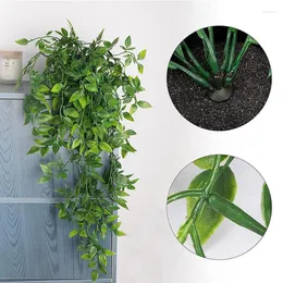 Flores decorativas Falsas de parede artificial verde folhas de folhas de hera Rattan Faux Eucalipto realista Eucalipto decoração interna