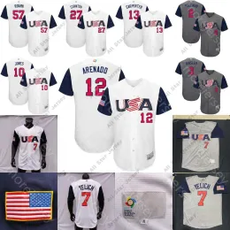 Camisas de beisebol personalizadas 2023 World Baseball Classic WBC USA Jersey Pete Alonso Trevor História Tim Anderson Trea Turner Cedric Mullins Mark der