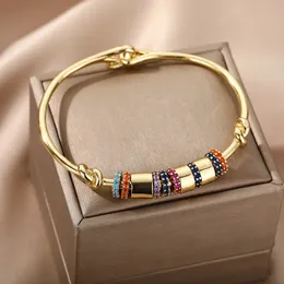 Pulseiras de charme bohemia pulseira de aço inoxidável para mulheres cor de zircão colorido boho jóias de moda presente bijoux femme 230313