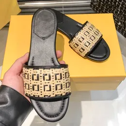 Kvinnor vävda tofflor platt klackar trycker sandaler designer glida utomhus strandsko ladie flip flops retro svart mule för en gåvor duschrum 100% läder stor storlek 40