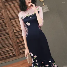 Ethnic Clothing Spring Summer 2023 Modern Chinese Cheongsam Qipao Shanghai Tang Casual Peach Vestido Ao Dai Vietnam Dress Vintage TA1461
