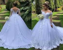 Linia sukienki ślubne 2023 Vintage długoterminowe puszysty zachodni ogród ogrodowy Off Rame Eluched Long Bride Suknie BC11476 8286699