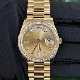 ZP Relógio Masculino Unissex Feminino Diamante Data 36 MM M128348rbr-0008 Safira Champanhe Faixa de Mostrador Ajustável Faixa de Presente de Natal Caixa Original