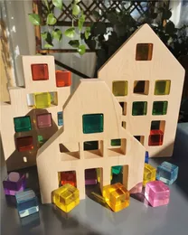 Blocs Enfants Montessori jouets en bois grande maison en bois hollandais grand mur Lucite Cube blocs éducatifs créatifs cadeau d'anniversaire 230313