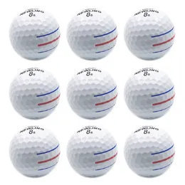 Golfbollar 12 PCS Golf Balls 3 Color Lines Aim Super Long Distance 3-Piecelayer Ball For Professional Competition Game Brand 230313