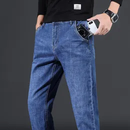 Jeans masculino Solee Brand Bordado Anti-roubo de zíper de jeans de bolso de bolso de calça de negócios