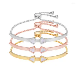 Bangle Fysara Weiße Shell Charme Gleitstrahl Zögern einstellbares Armband Personalisierung Drei Farben Armbänder für Frauen Hochzeit Schmuck