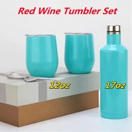 Red Wine Tumbler Set 12oz Egg Cups 17oz Flask Bottle 304 Stainless Steel Insulated Beer Mug with Gift Box Vacumm Tumblers Water Bottles