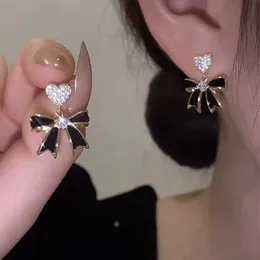 Dangle Chandelier Korean Fashion Temperament Simple Black Bow Love Stud Earring Bow Earrings for Women Accessories for Women Boho Pendientes Mujer G230313