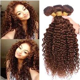 New Arrive #4 Middle Brown Hair Water Wave Brazilian Virgin Hair 3Bundles Brown Deep Wave Curly Hair Extension 8A Grade High Quali261i
