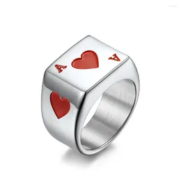 Anéis de casamento masculino feminino anel de anel de aço inoxidável Poker Ace Ace Silver Black Tamanhos 7-12