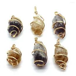 Pendant Necklaces Natural Stone Amethyst Winding 15-60mm Irregular Yellow Crystal Charm Fashion Jewelry DIY Necklace Earrings Accessories