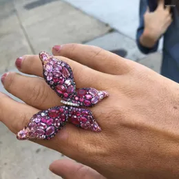 Кластерные кольца Годки Корейская роскошная бабочка для женских свадебных обручальных свадебных кубических аксессуаров для циркона Дубай