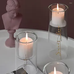 Kerzenhalter Säule Transparent Halter Glas Nordic Stil Romantische Hochzeit Couchtisch Farolillo Vela Wohnkultur ZP50ZT