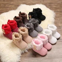 First Walkers 0-18 Months Winter Knitted Snow Boots Baby Girl Warm Cotton Shoes Born Plus Velvet Non-slip Toddler